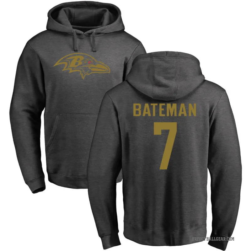 Rashod Bateman Youth Baltimore Ravens Pro Line by Branded Ash One Color Pullover Hoodie